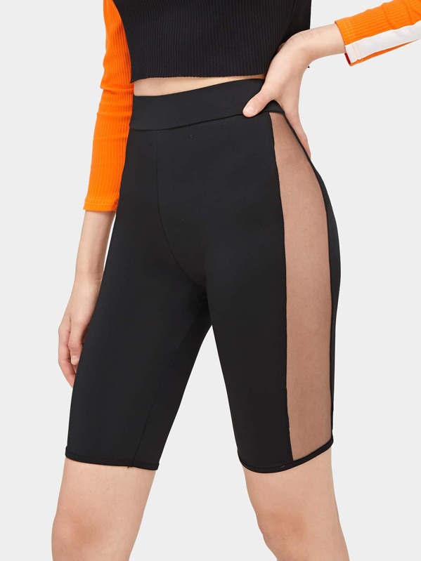 

Contrast Mesh Cycling Shorts, Black, Anna.B