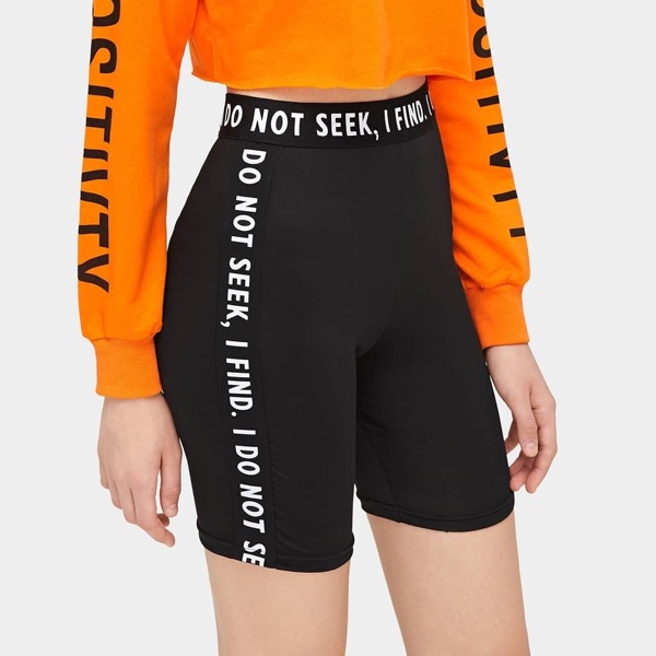 

Letter Tape Panel Cycling Shorts, Black