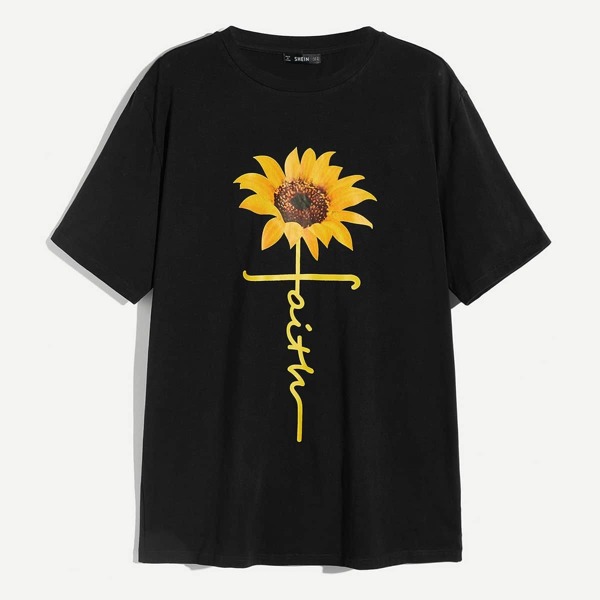 

Men Sunflower Print T-shirt