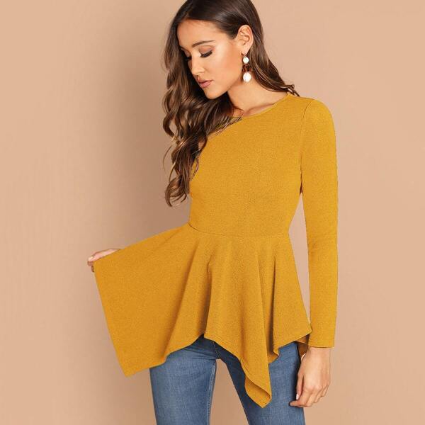 

Hanky Hem Peplum Blouse