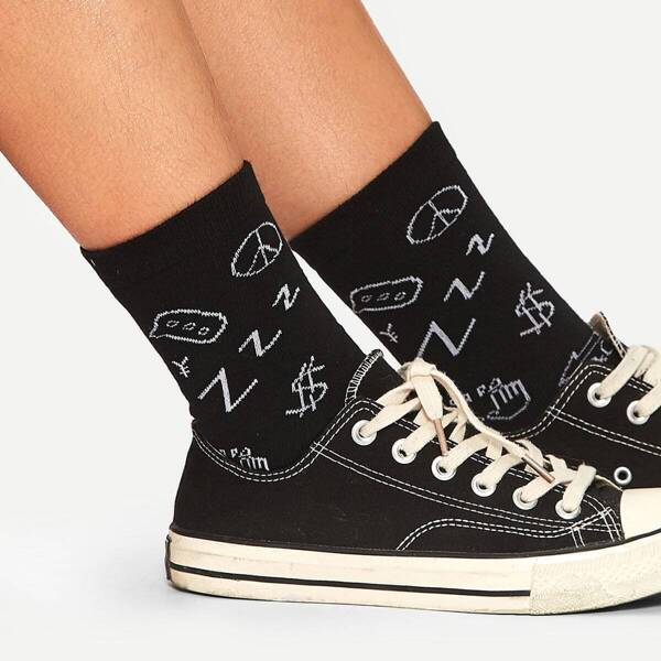 

Носки с разнообразным узором, Чёрный