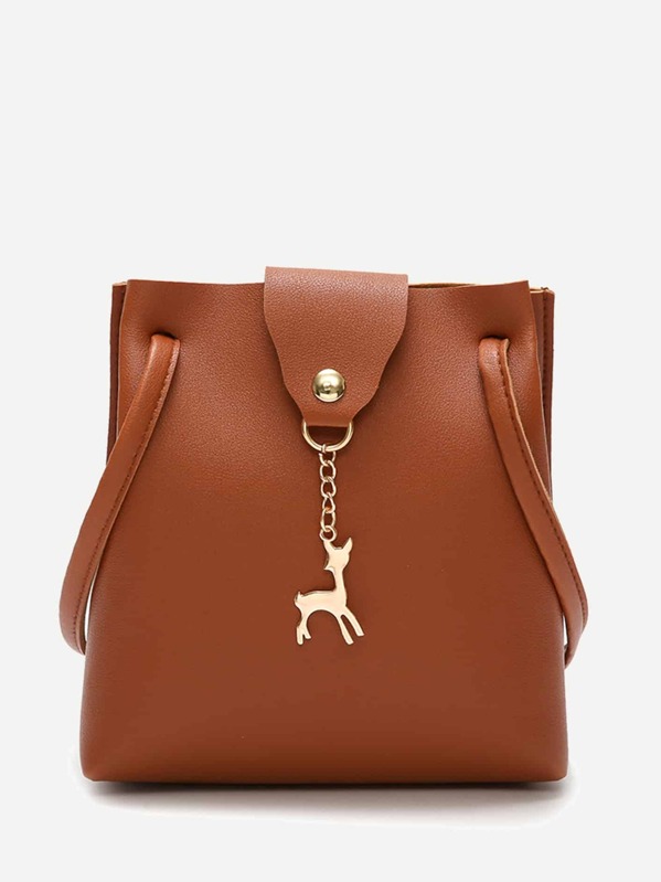 

Kids Metal Deer Decor Crossbody Bag, Brown