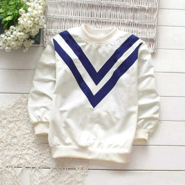 Toddler Boys Chevron & Letter Print Sweatshirt, White