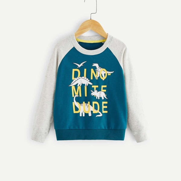 

Toddler Boys Dinosaur Print Raglan Sleeve Sweatshirt, Multicolor