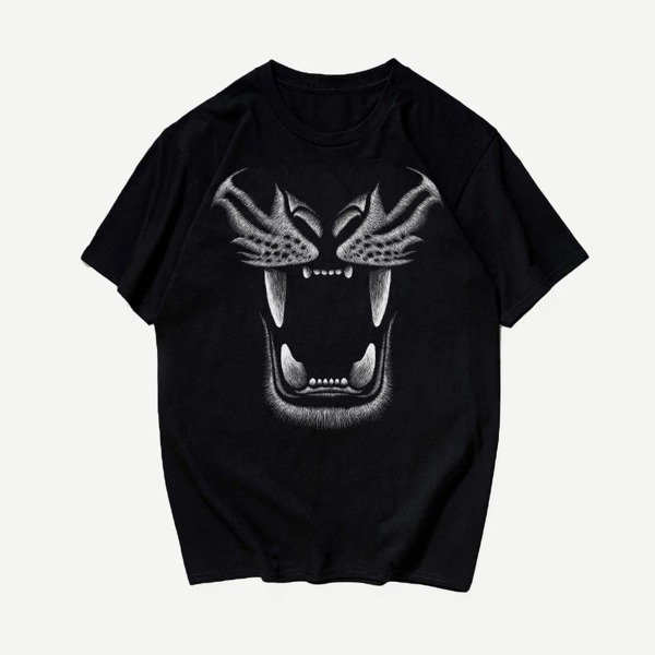 

Men Cheetah Mouth Print Tee