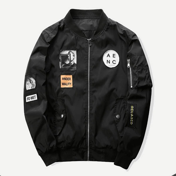 

Men Patched Decoration Bomber Jacket