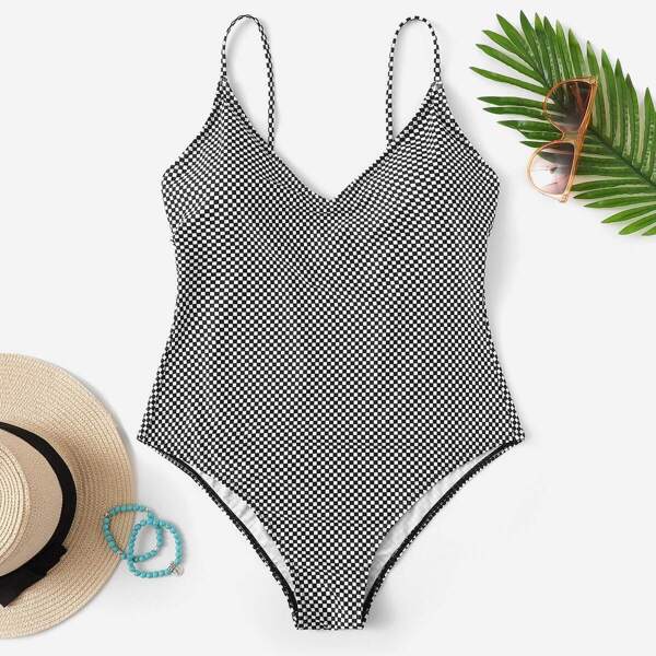 

Plus Checker Low Back One Piece Swim