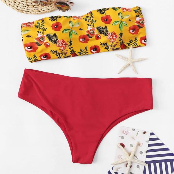 

Plus Floral Bandeau Mix and Match Bikini