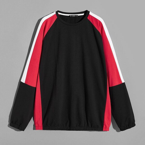 

Men Crew Neck Color-block Raglan