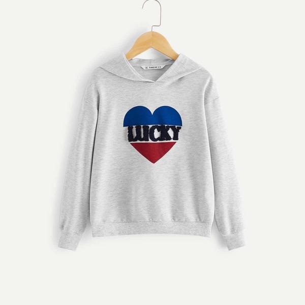 

Girls Faux Fur Applique Hoodie, Grey