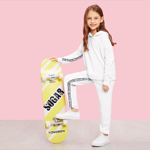 

Girls Lettering Tape Hoodie & Sweatpants Set