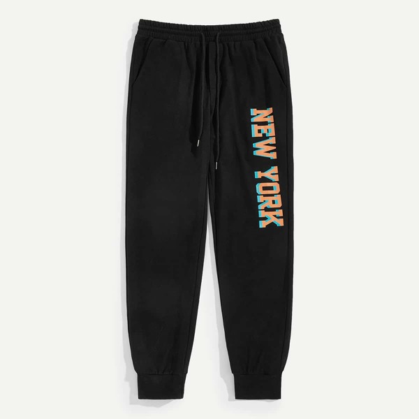 

Men Letter Print Drawstring Waist Sweatpants