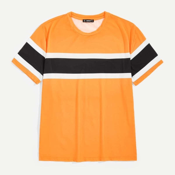 

Men Color-block Striped-panel Tee