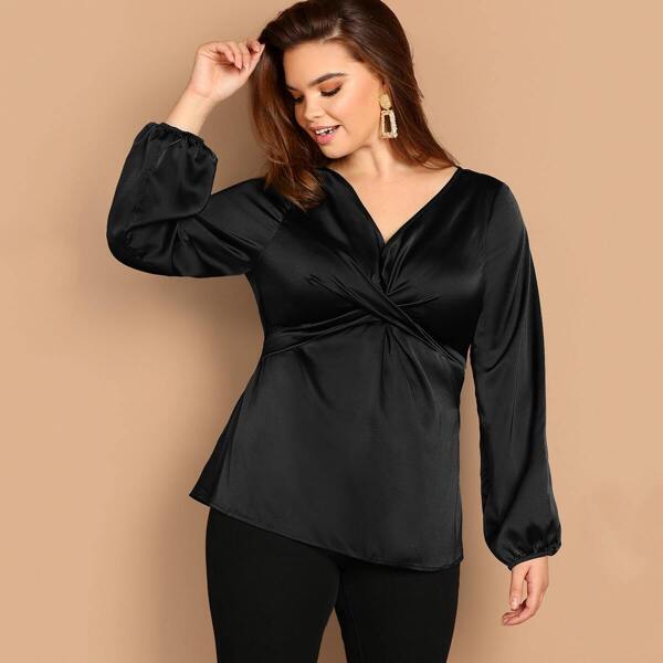 

Plus Twist Front Satin Top