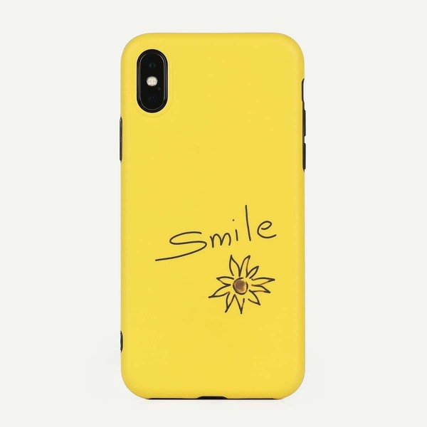 

Чехол для iPhone с текстовым и цветочным узором, Оранжевые