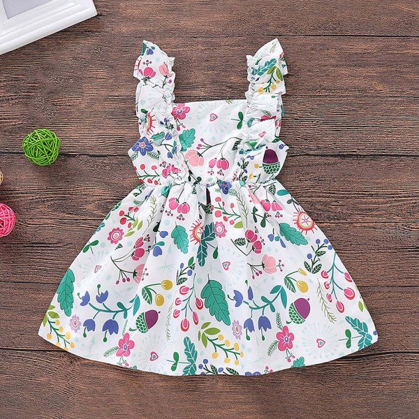 

Baby Allover Plants Print Buttoned Straps Dress, Multicolor