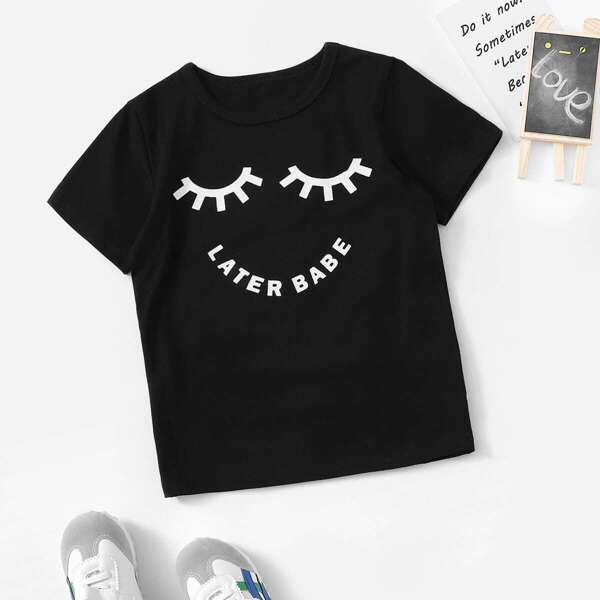 

Toddler Girls Letter Print Tee