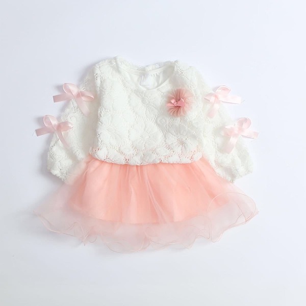 

Toddler Girls Bow Blouse With Contrast Mesh Dress, Multicolor