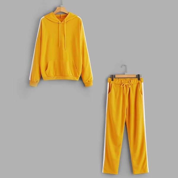 

Contrast Tape Sweatshirt With Pants