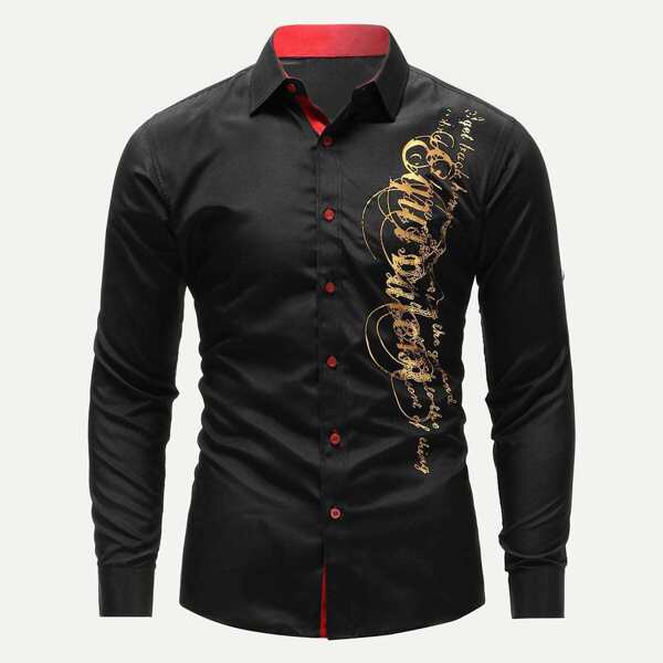 

Men Letter Print Shirt