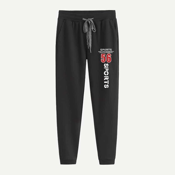 

Men Letter Print Drawstring Waist Pants