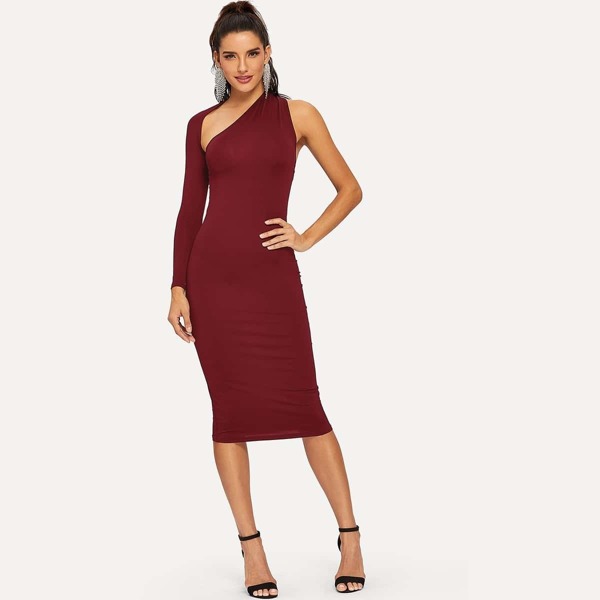 

Wrap Around One Sleeve Backless Midaxi Dress