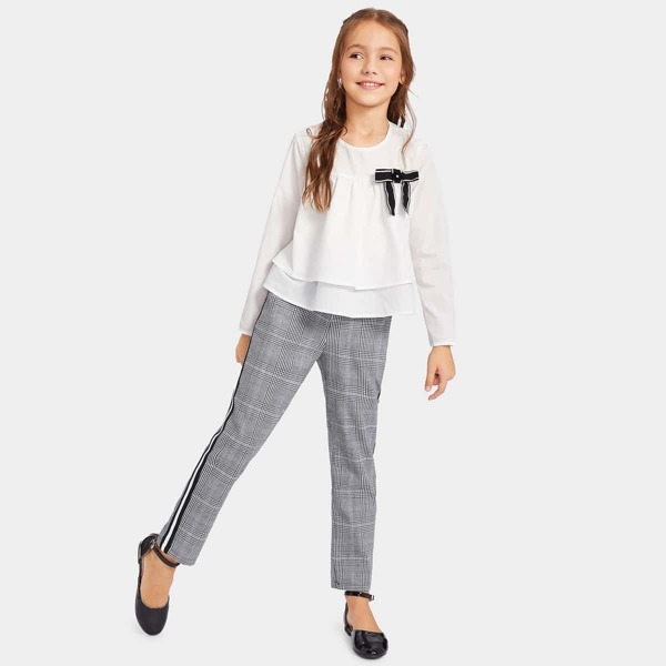 

Girls Keyhole Back Layered Tee & Plaid Pants Set, Multicolor