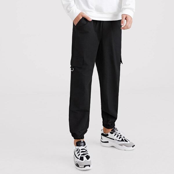 

Men Flap Pocket Side Elastic Hem Cargo Pants