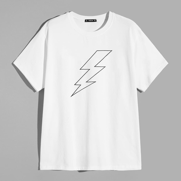 

Men Lightning Print Tee