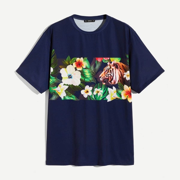 

Men Floral and Tiger Print Tee