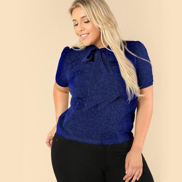 

Plus Tie Neck Glitter Top
