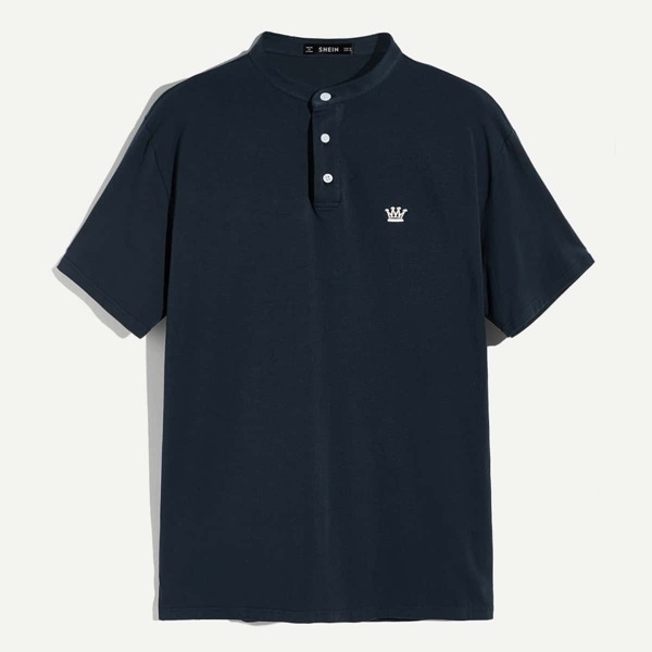 

Men Crown Embroidered Polo Shirt, Navy