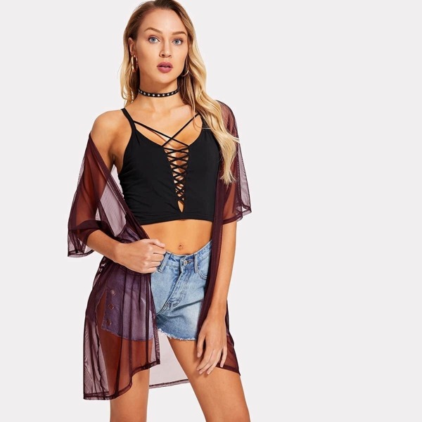 

Solid Mesh Kimono