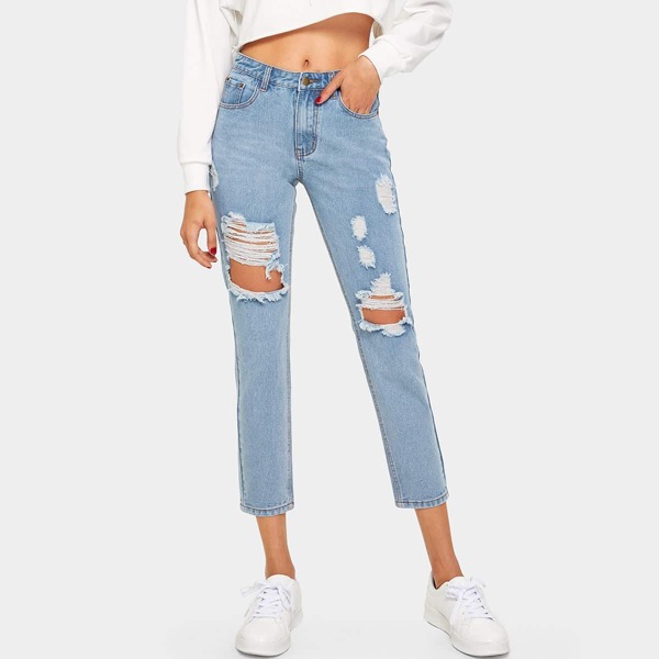 

Ripped Detail Light Wash Jeans