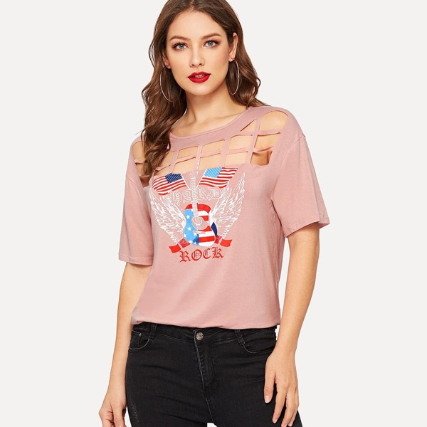 

Caged Front Guitar & Letter Print Tee