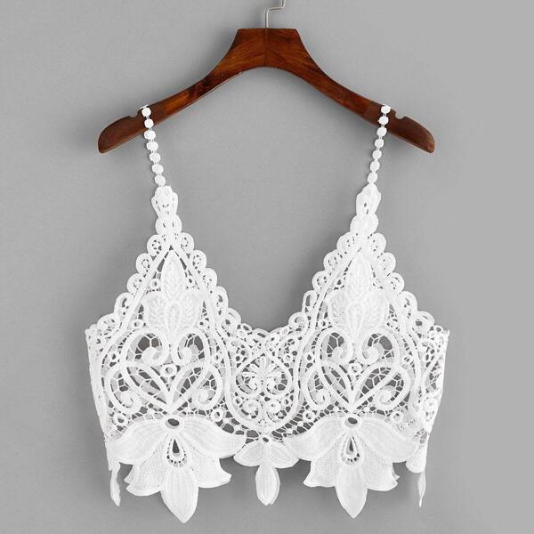 

Crochet Sheer Guipure Lace Cami Top