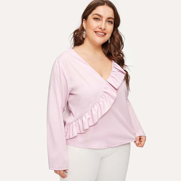 

Plus V-neck Ruffle Tunic Top