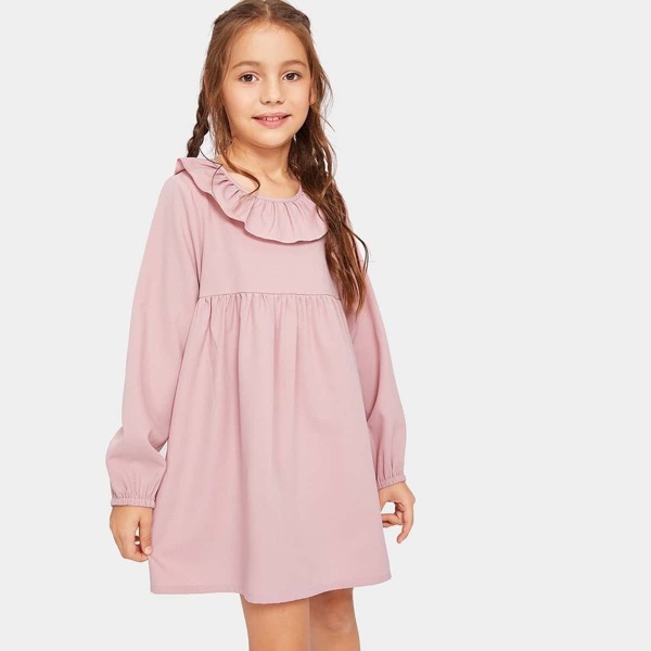 

Girls Ruffle Neck Babydoll Dress