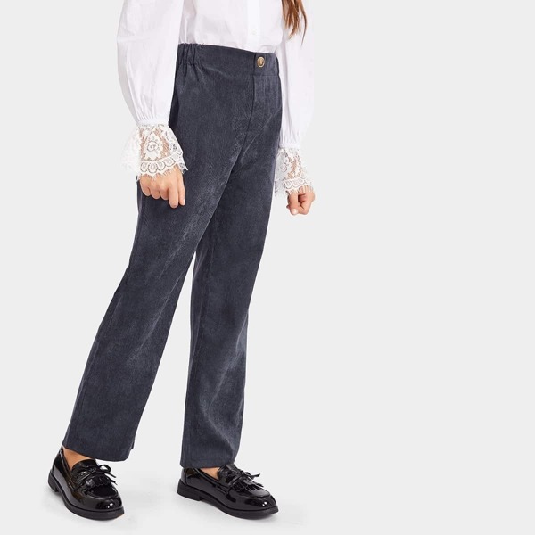 

Girls Elastic Waist Straight Leg Corduroy Pants, Navy