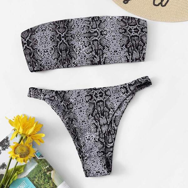 

Snakeskin Bandeau With Tanga Panty Bikini