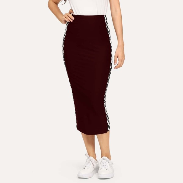 

Checked Side Seam Pencil Dress