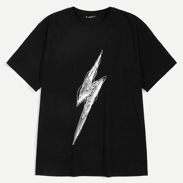 

Men Lightning Print Top, Black