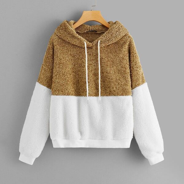 

Two Tone Drawstring Teddy Hoodie