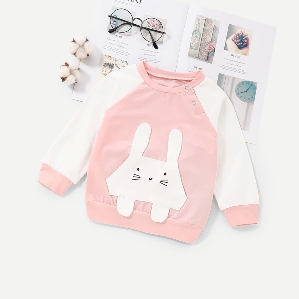 

Toddler Girls Raglan Sleeve Cartoon Print Sweatshirt