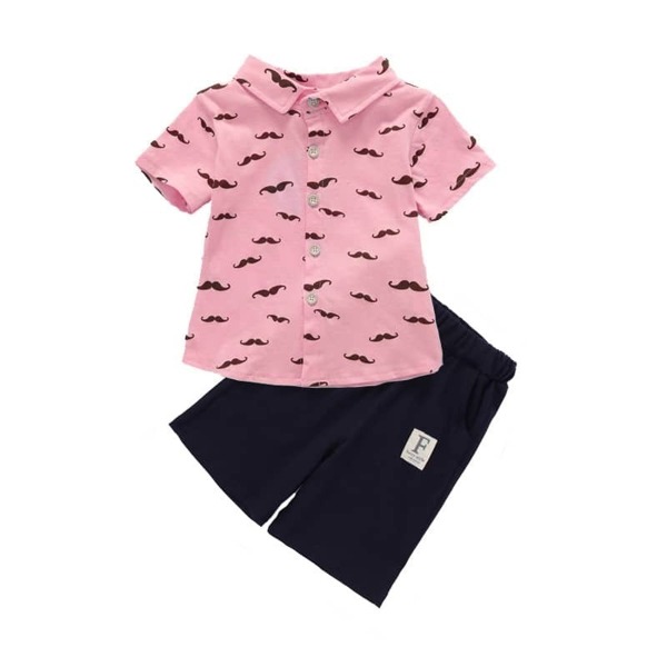 

Toddler Boys Beard Print Shirt With Shorts