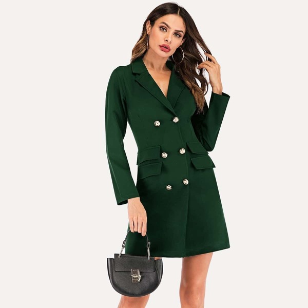 

Double Breasted Dual Pocket Blazer Dress