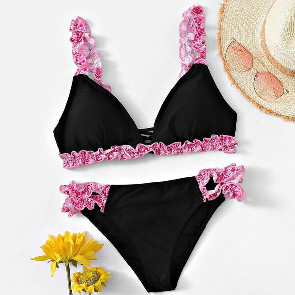 

Frill Decorated Top With Panty Bikini Set