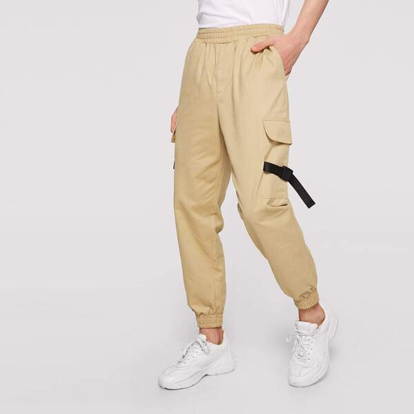 

Men Flap Pocket With Push Buckle Tapered Cargo Pants