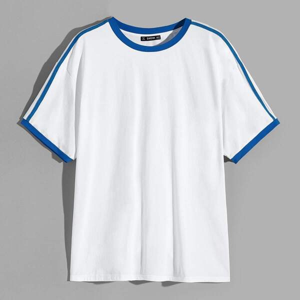 

Men Contrast Tape Detail Ringer Tee
