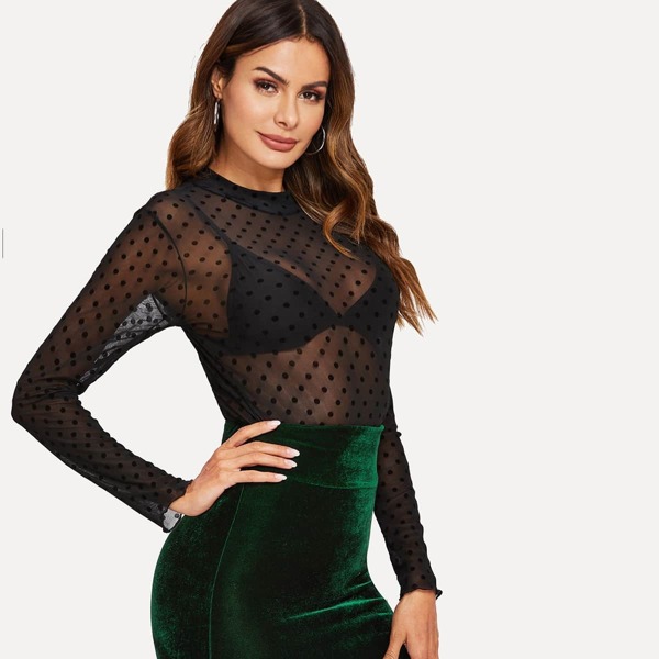 

Dobby Mesh Top Without Bra